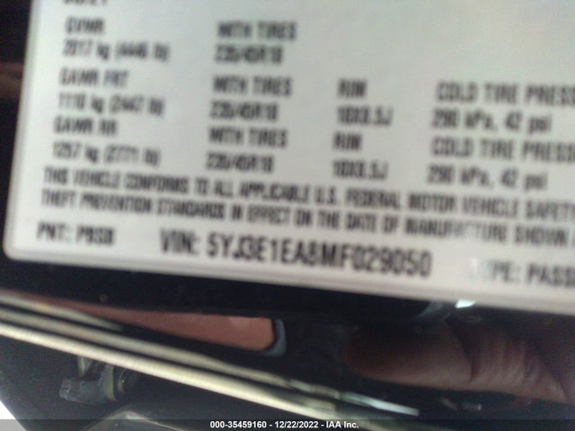 2021 Tesla Model 3 Standard Range Plus მანქანა იყიდება აუქციონზე, vin: 5YJ3E1EA8MF029050, აუქციონის ნომერი: 35459160