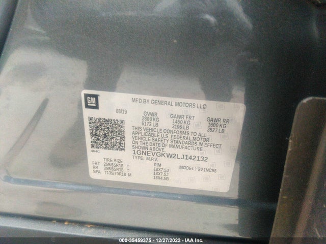 2020 Chevrolet Traverse, VIN: 1GNEVGKW2LJ142132