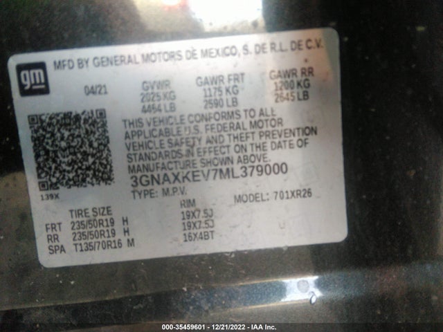 Chevrolet EQUINOX LT 2021 3GNAXKEV7ML379000 Image 9