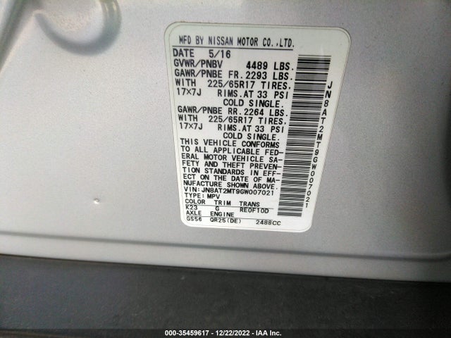 Nissan ROGUE SV 2016 JN8AT2MT9GW007021 Image 9
