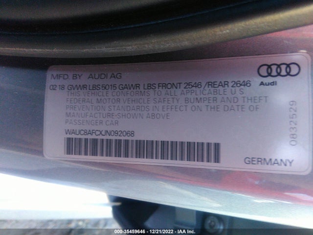 WAUC8AFCXJN092068 Audi A6 Premium/sport
