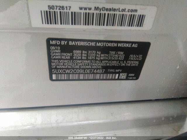 2020 BMW X7, VIN: 5UXCW2C09L0E74487