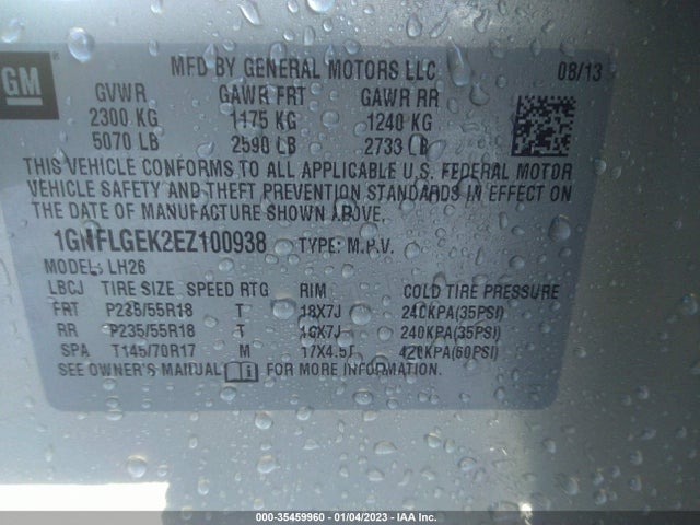 Chevrolet EQUINOX LT 2014 1GNFLGEK2EZ100938 Image 11