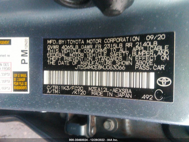 Toyota COROLLA SE 2021 JTDS4MCE8MJ063066 Image 9