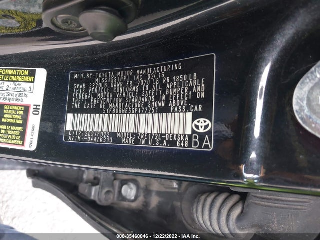 2016 TOYOTA COROLLA L/LE/S/S PLUS/LE PLUS VIN: 5YFBURHE5GP477251
