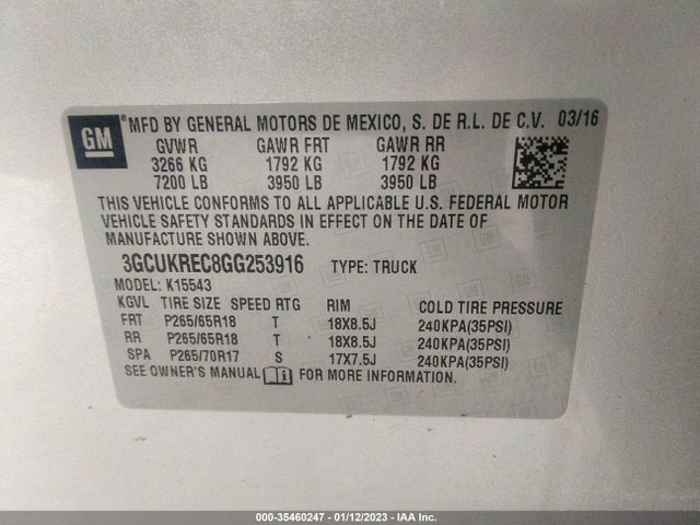 Chevrolet Silverado 1500 Lt 2016 3GCUKREC8GG253916 Image 9