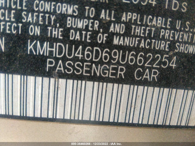 2009 HYUNDAI ELANTRA GLS VIN: KMHDU46D69U662254