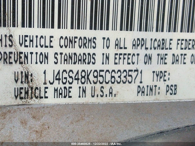 2005 JEEP GRAND CHEROKEE LAREDO VIN: 1J4GS48K95C633571