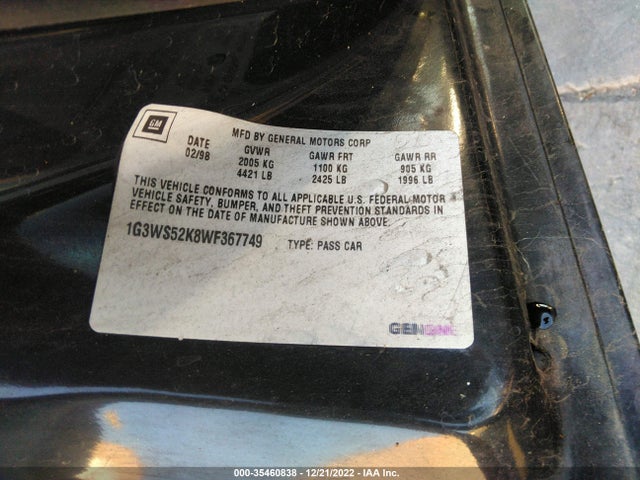 1998 OLDSMOBILE INTRIGUE GL VIN: 1G3WS52K8WF367749