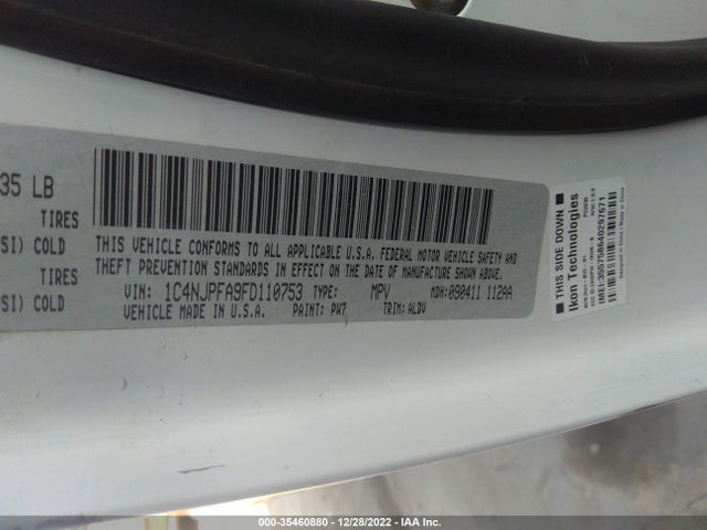 2015 Jeep Patriot, VIN: 1C4NJPFA9FD110753