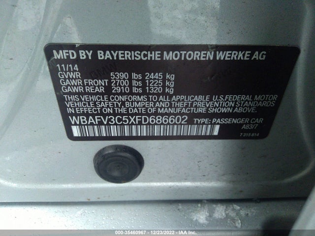 BMW 5 Series 535d Xdrive 2015 WBAFV3C5XFD686602 Image 9