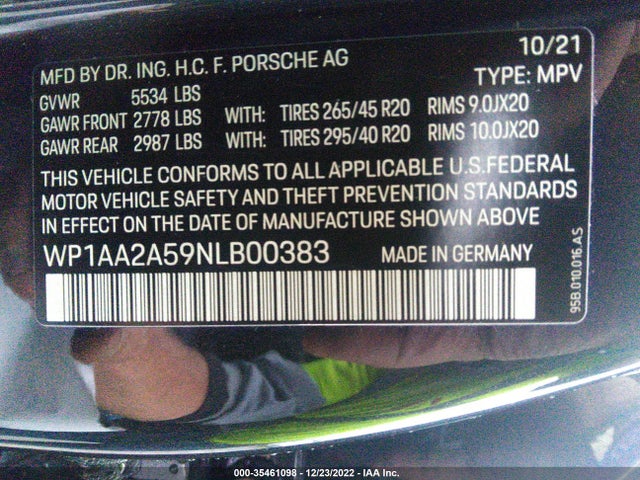 2022 Porsche Macan, VIN: WP1AA2A59NLB00383