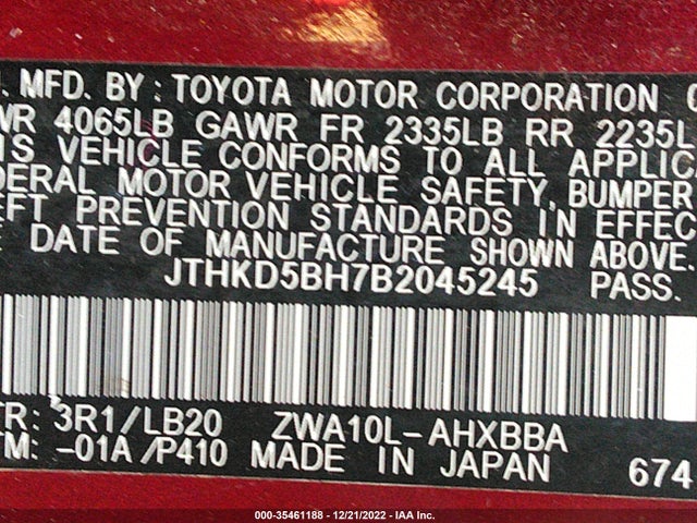 Lexus CT 200H 2011 JTHKD5BH7B2045245 Image 9