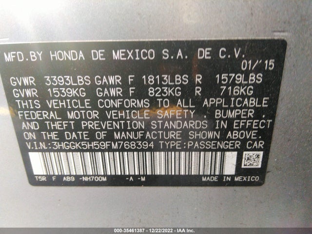 Honda FIT LX 2015 3HGGK5H59FM768394 Image 9