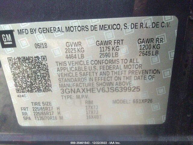 Chevrolet EQUINOX LS 2018 3GNAXHEV6JS639925 Image 9