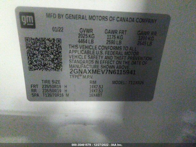 Chevrolet EQUINOX RS 2022 2GNAXMEV7N6115941 Image 9