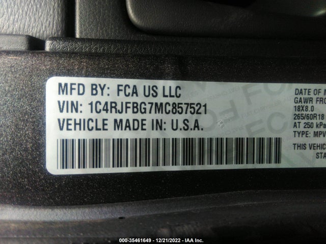 2021 Jeep Grand Cherokee, VIN: 1C4RJFBG7MC857521