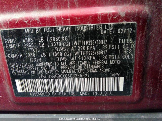 4S4BRCKC6C3265527 Subaru Outback 2.5i Limited