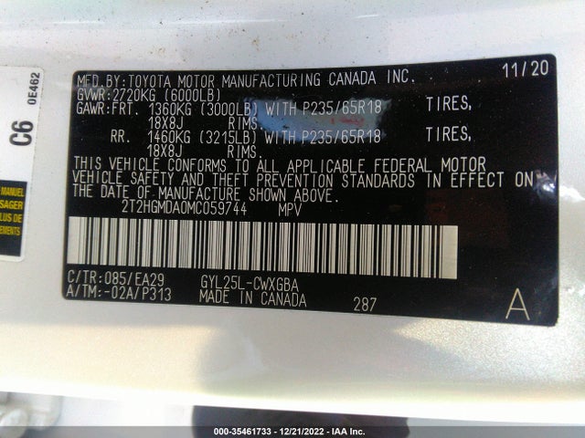 2021 Lexus RX, VIN: 2T2HGMDA0MC059744