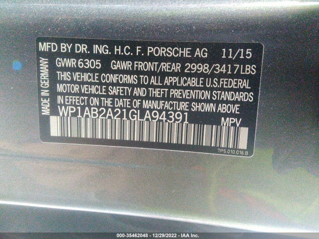 2016 Porsche Cayenne, VIN: WP1AB2A21GLA94391