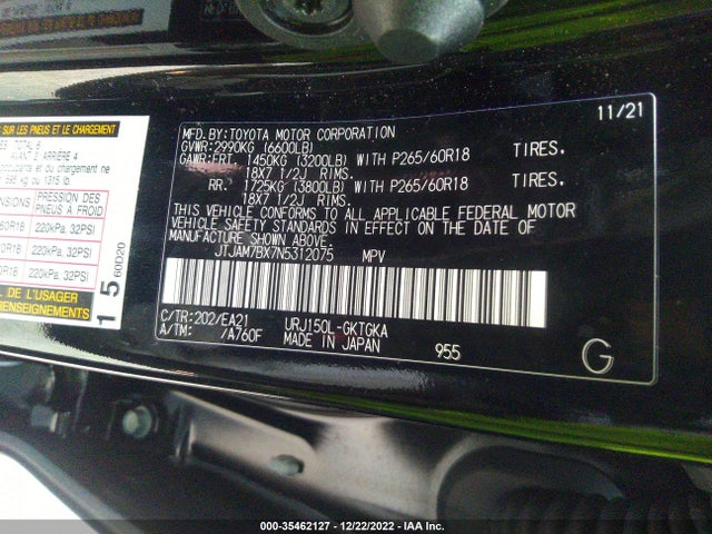 2022 Lexus GX, VIN: JTJAM7BX7N5312075