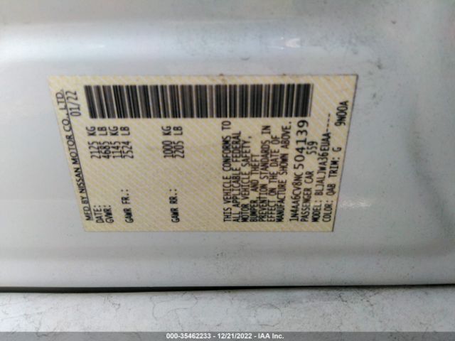 1N4AA6CV8NC504139 Nissan MAXIMA SV
