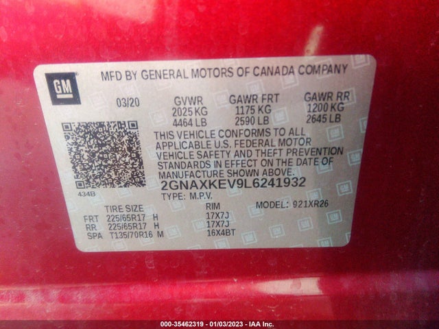 Chevrolet EQUINOX LT 2020 2GNAXKEV9L6241932 Image 11