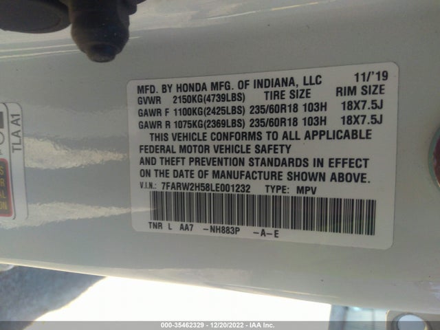 2020 Honda CR-V, VIN: 7FARW2H58LE001232