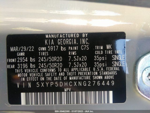 5XYP5DHCXNG276449 KIA Telluride Sx