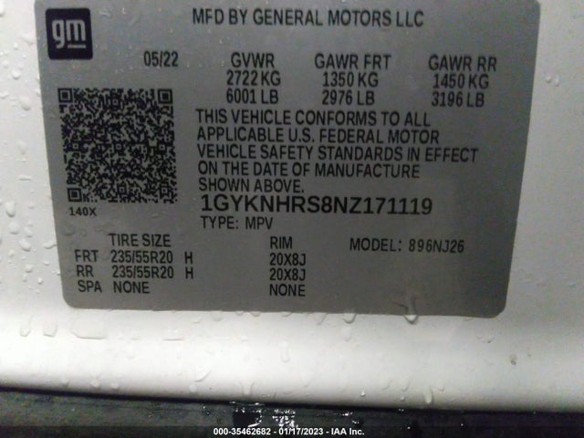 2022 Cadillac XT5, VIN: 1GYKNHRS8NZ171119