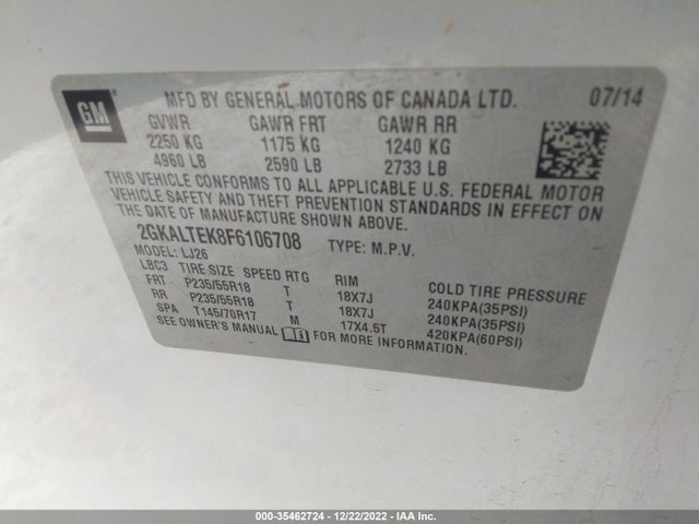 2015 GMC Terrain, VIN: 2GKALTEK8F6106708