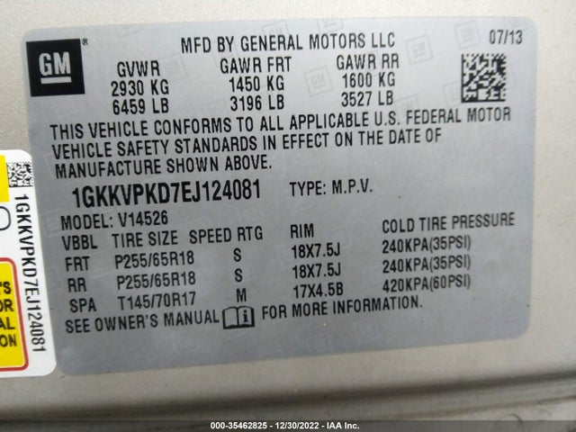 GMC Acadia 2014 1GKKVPKD7EJ124081 Image 9