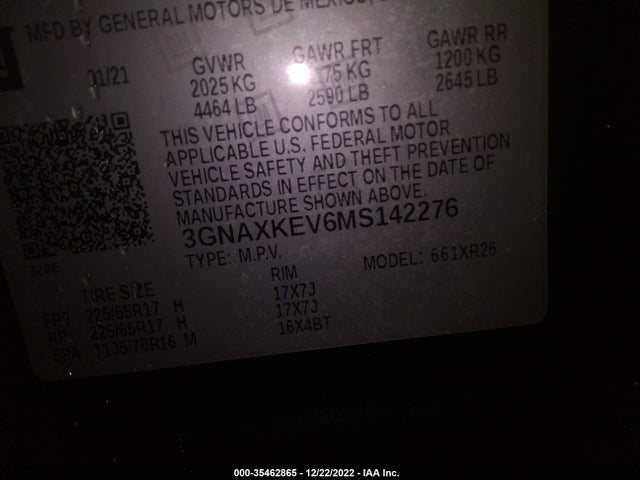 Chevrolet EQUINOX LT 2021 3GNAXKEV6MS142276 Image 9