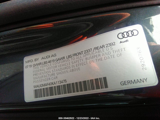 WAUGMAF40KA113475 Audi A4 Premium/titanium Premium
