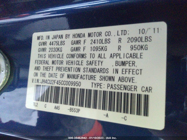 Acura TSX 2012 JH4CU2F45CC009950 Image 9