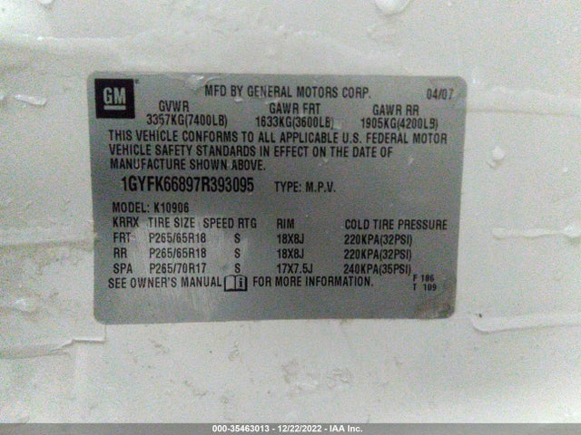 Cadillac ESCALADE ESV 2007 1GYFK66897R393095 Image 11