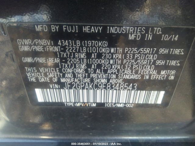 JF2GPAKC9E8348543 Subaru Xv Crosstrek Limited