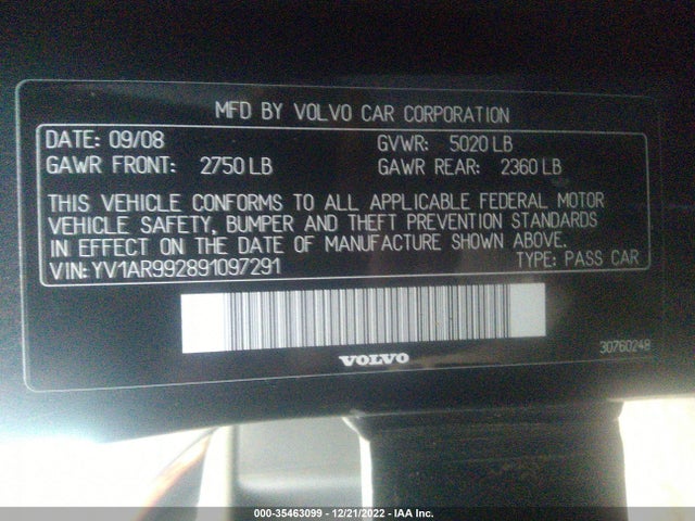 Volvo S80 I6 Turbo 2009 YV1AR992891097291 Image 10
