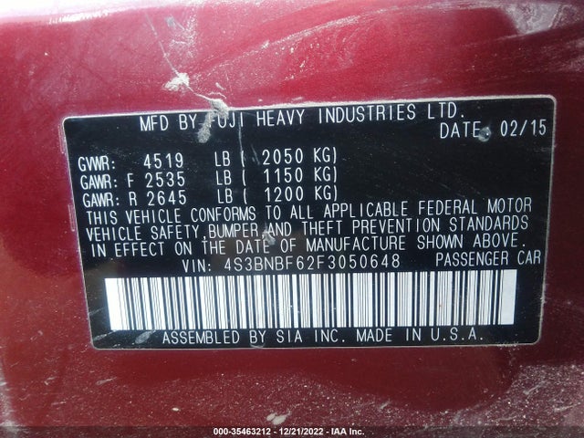 2015 Subaru Legacy, VIN: 4S3BNBF62F3050648