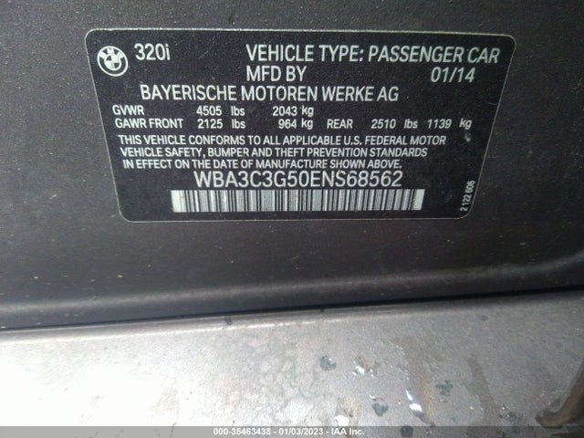 BMW 3 Series 320i Xdrive 2014 WBA3C3G50ENS68562 Image 9
