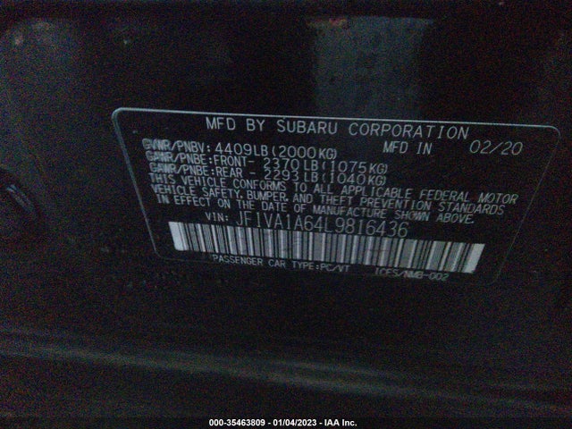 Subaru WRX 2020 JF1VA1A64L9816436 Image 10