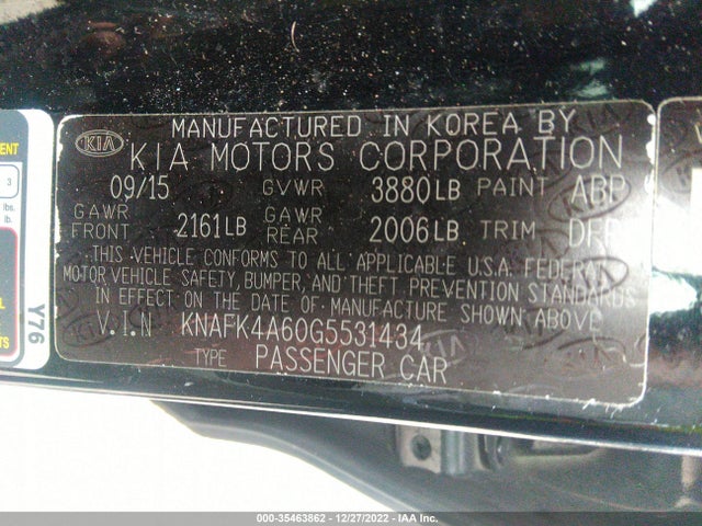 2016 Kia Forte, VIN: KNAFK4A60G5531434