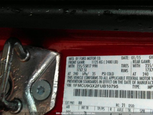 1FMCU9GX2FUB10795 Ford ESCAPE SE