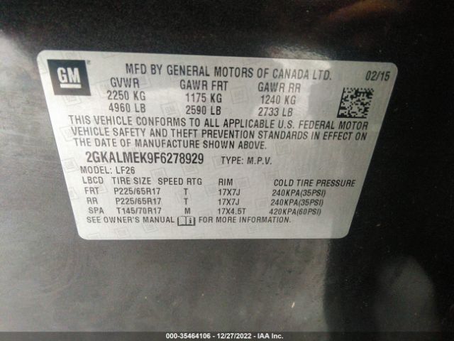 2GKALMEK9F6278929 GMC Terrain Sle