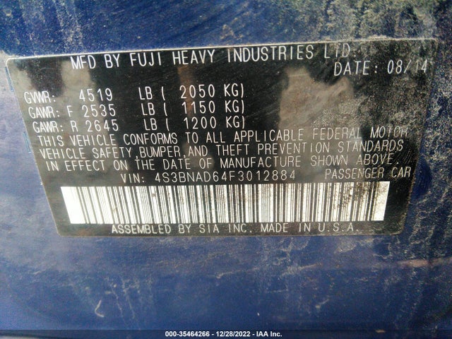 2015 Subaru Legacy, VIN: 4S3BNAD64F3012884
