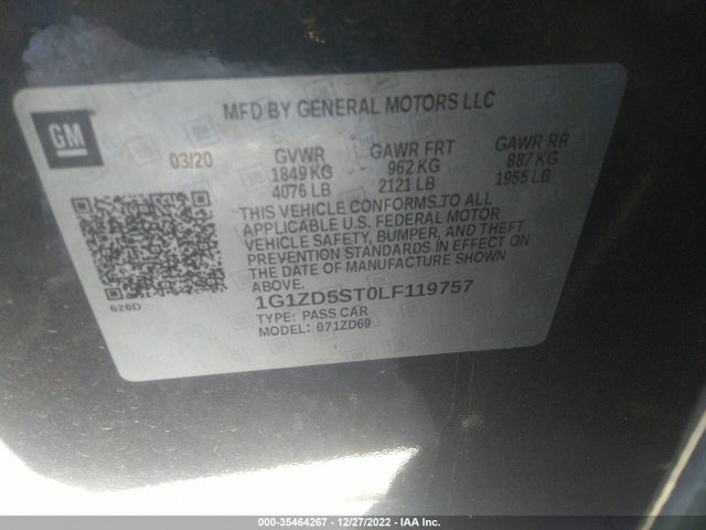 Chevrolet MALIBU LT 2020 1G1ZD5ST0LF119757 Image 9