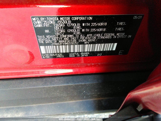 2021 Toyota RAV4, VIN: JTMAB3FV4MD038252