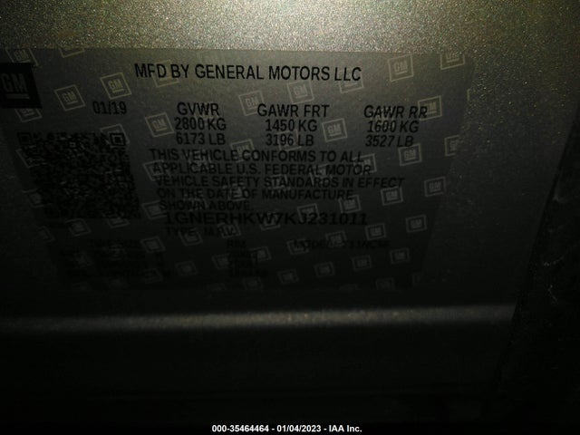 Chevrolet Traverse Lt Leather 2019 1GNERHKW7KJ231011 Image 11