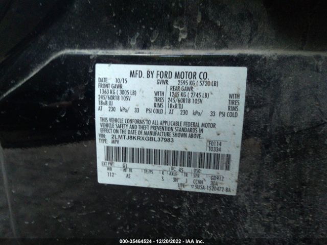 2LMTJ8KRXGBL37983 Lincoln MKX