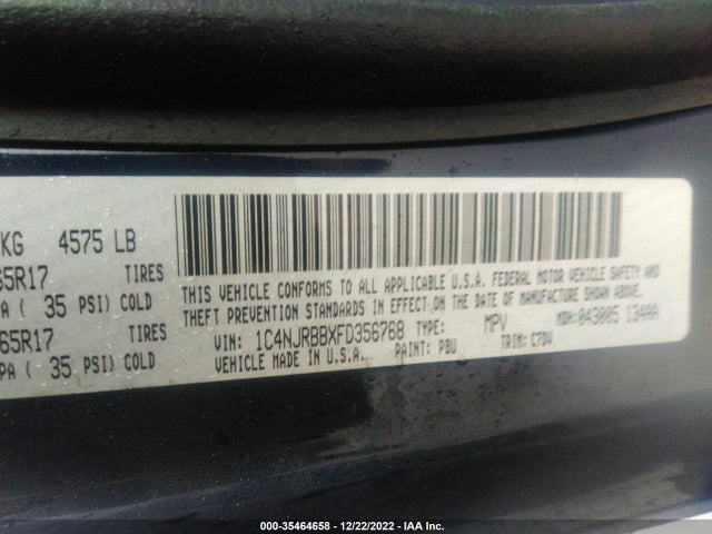 2015 JEEP PATRIOT SPORT VIN: 1C4NJRBBXFD356768